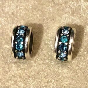 🆕Listing! Two Brighton Crystal Voyage spacers Thin beads Blue crystals Retired